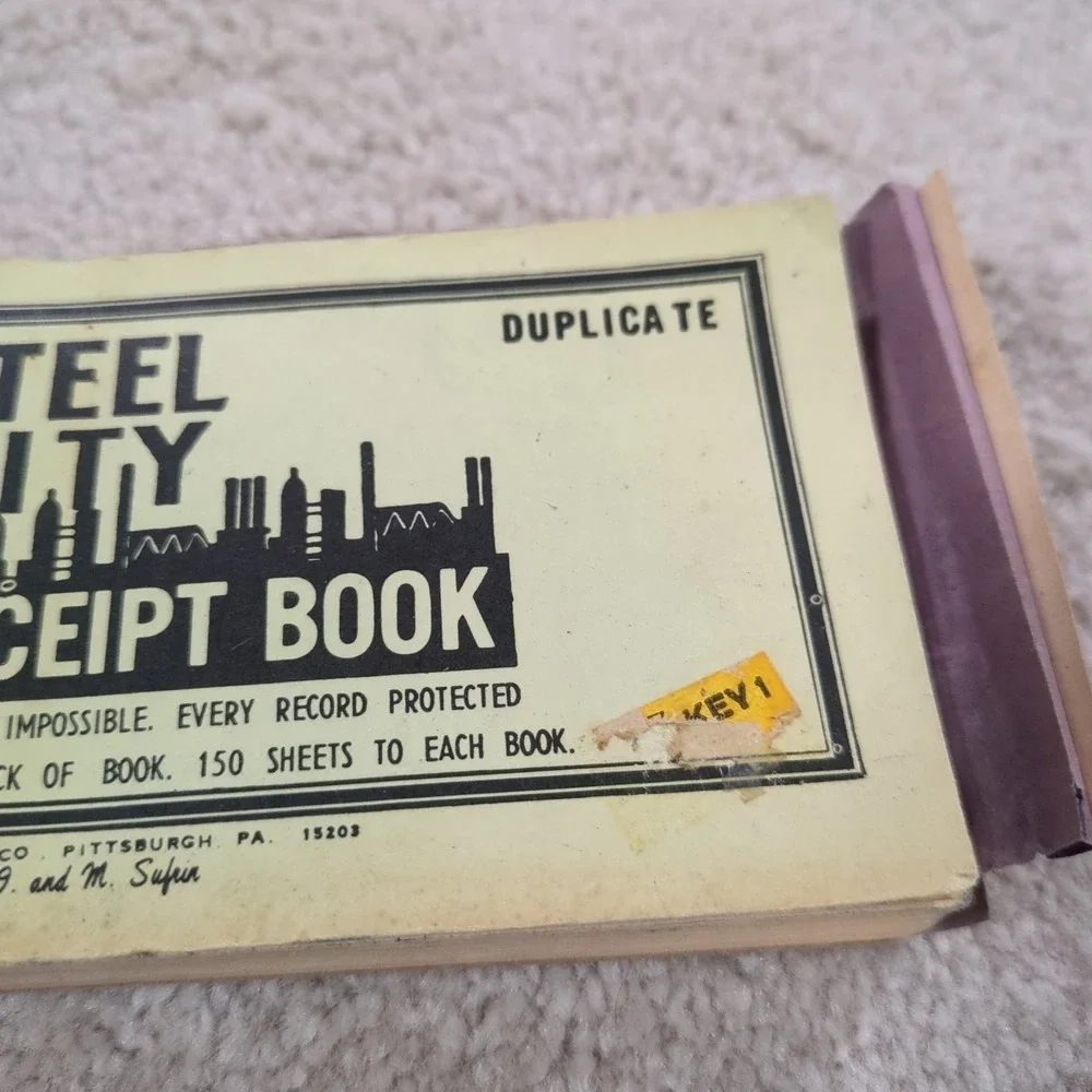 Steel City Rent Receipt Book No. 193 Used With Carbon‎ Paper Vintage 50s 60s